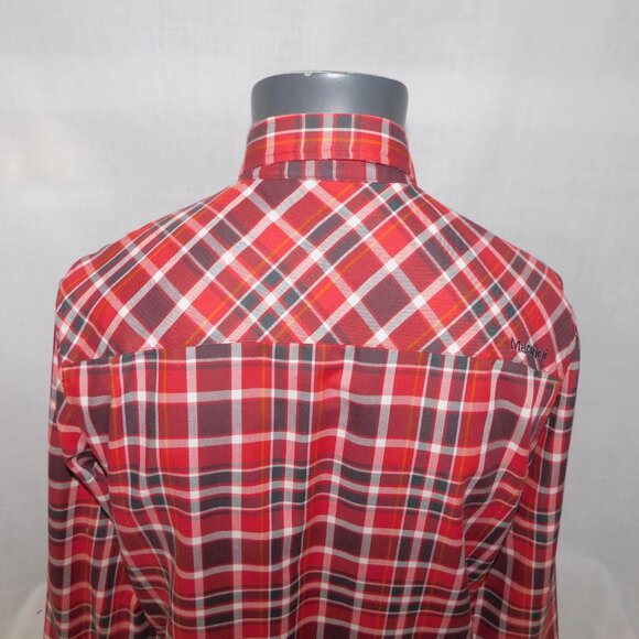 Marmot Mens M Red Black White Plaid Long Sleeve Button Front Shirt - Picture 9 of 11